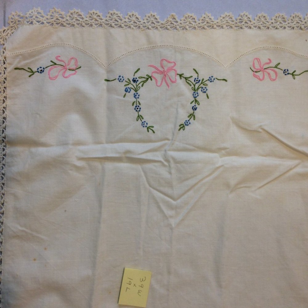 Hand Embroidered and Crocheted Table Runner